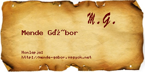 Mende Gábor névjegykártya